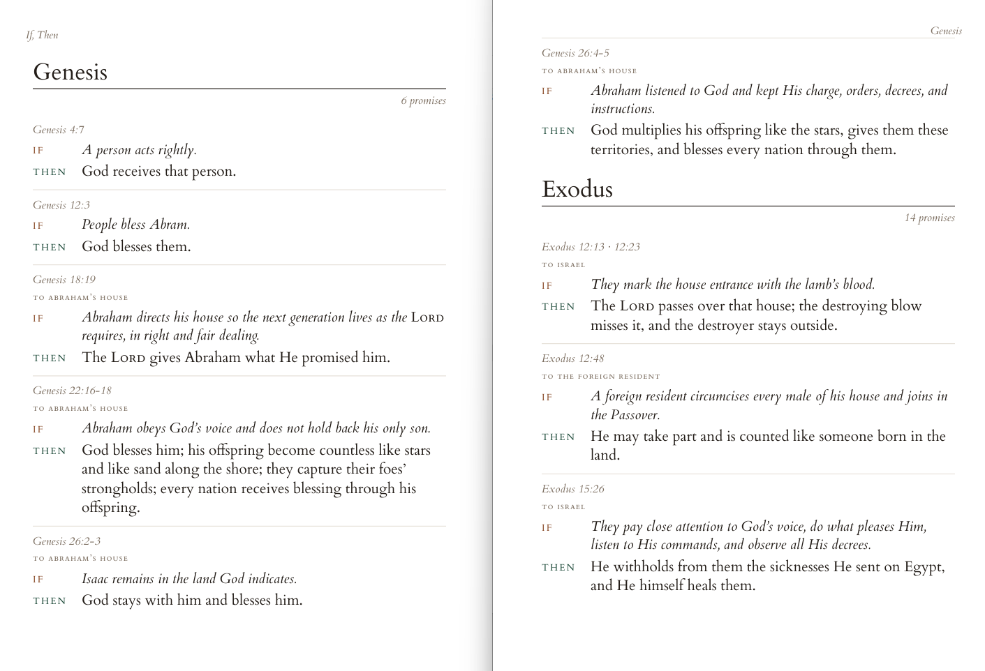 Genesis and Exodus: twenty conditional promises, laid out in If and Then