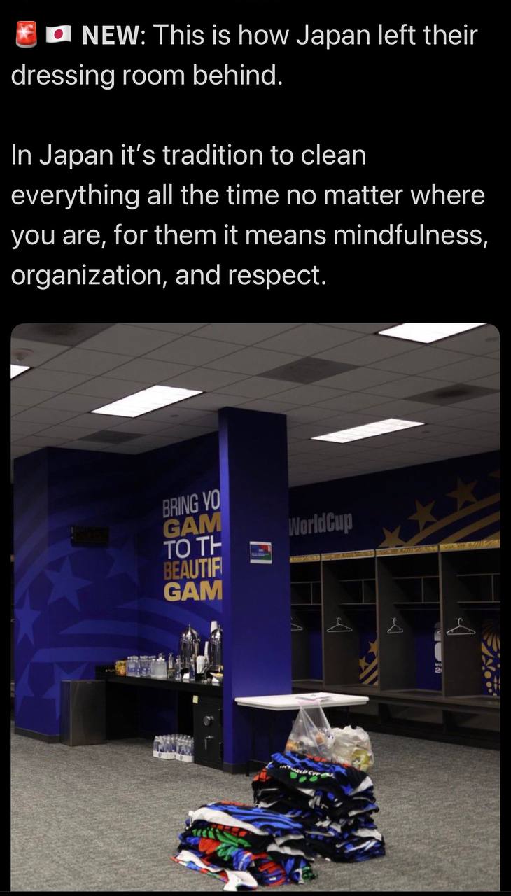 Japanese national team locker room — spotless